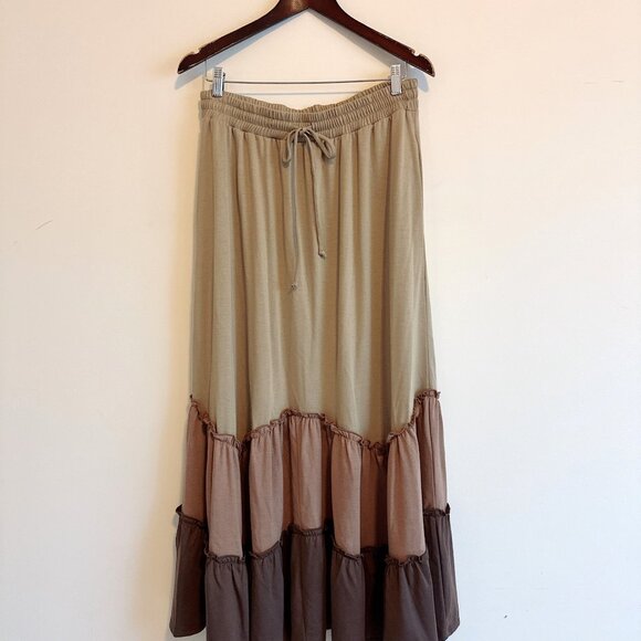 Three Bird Nest Sahara Skies Tiered Long Maxi Skirt - Picture 1 of 6
